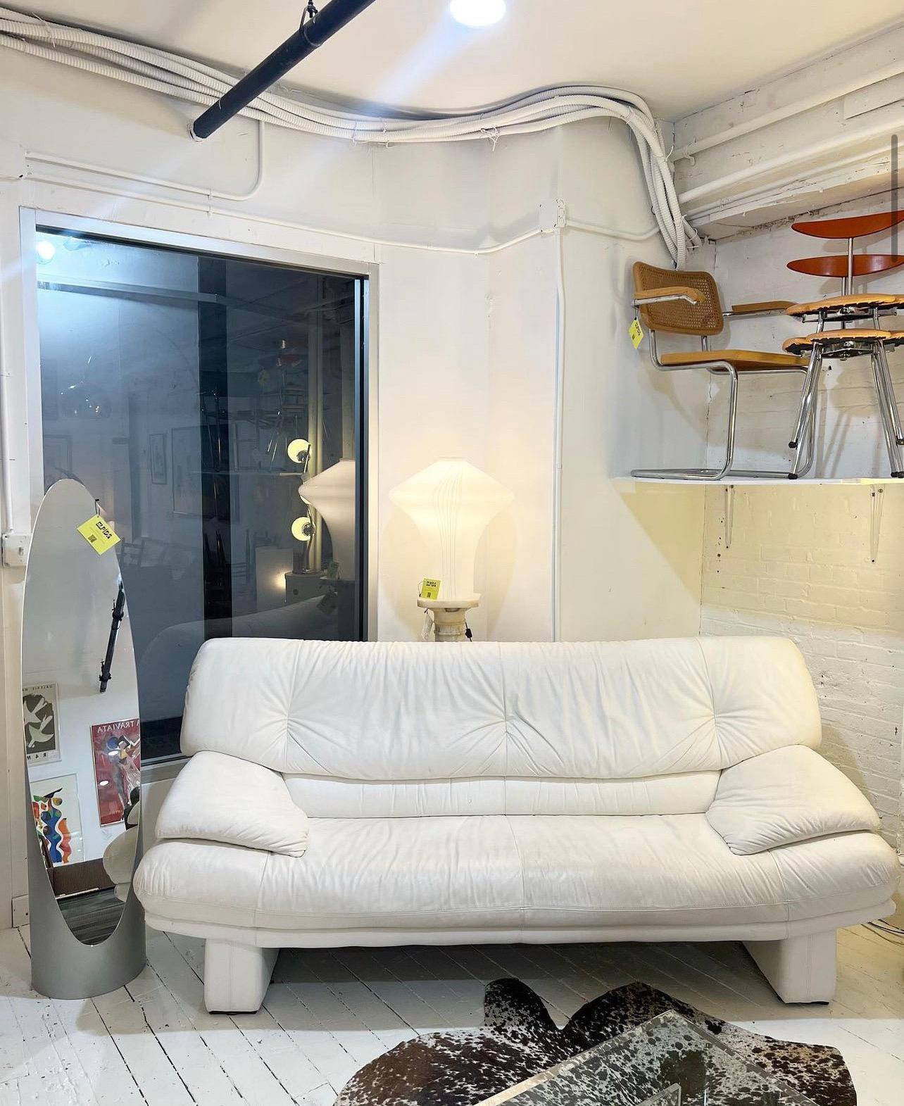 Late 20th Century White Nicoletti Salotti Leather Sofa