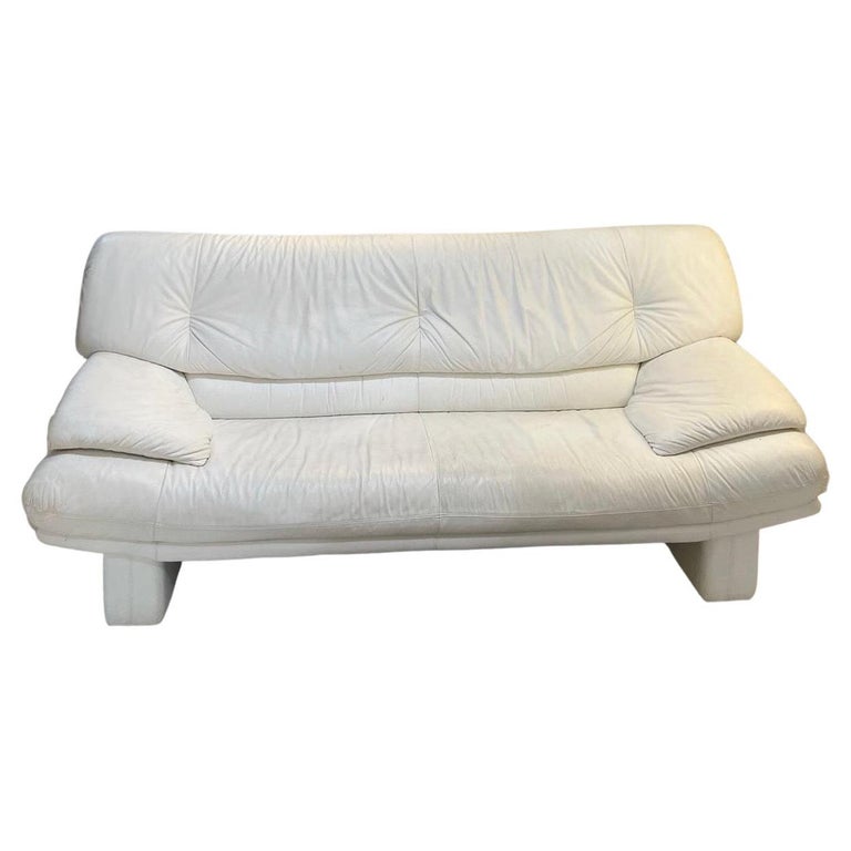 White Nicoletti Salotti Leather Sofa For Sale at 1stDibs