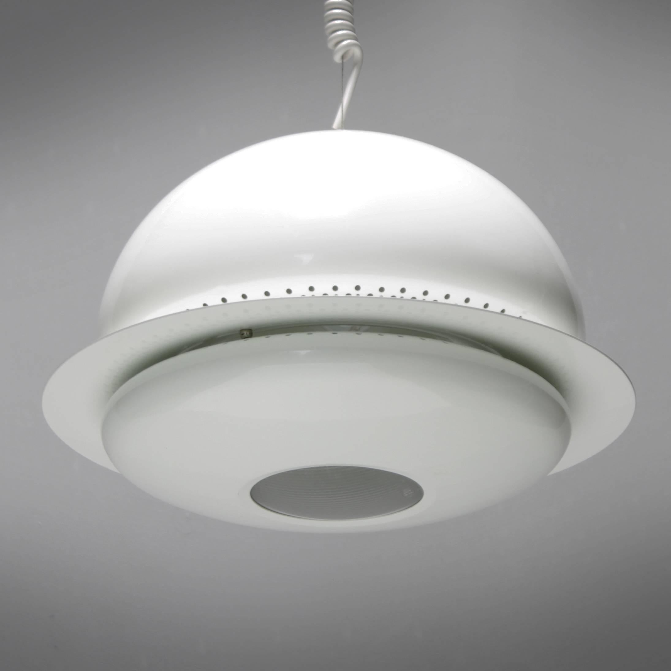 Unique pendant light by Afra & Tobia Scarpa. Like new, never used, comes in original box. 

The Nictea ceiling fixture was one of the first models ever produced by the famous Italian lighting company Flos. Production of this groundbreaking