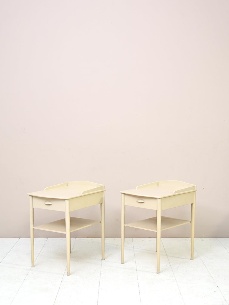 Scandinavian Modern White Nightstands by AB. Erik Andersson For Sale