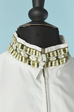 White nylon jacket with threads embroideries details Ermanno Scervino
