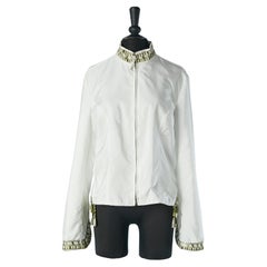 Chaqueta blanca de nailon con detalles bordados de hilos Ermanno Scervino