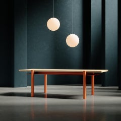 White Oak and Aluminum Conference Table in Vermillion