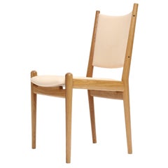 Retro White Oak and Leather Dining Chairs by Hans Wegner