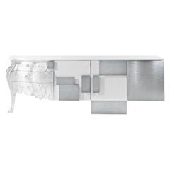 In stock in Los Angeles, Oak & Steel White Evolution Cabinet by Feruccio Laviani