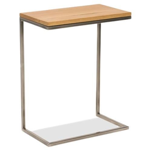 Beistelltisch aus weißer Eiche und antikem Nickel im Angebot