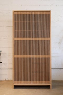 White Oak Armoire / Wardrobe with Slatted Doors