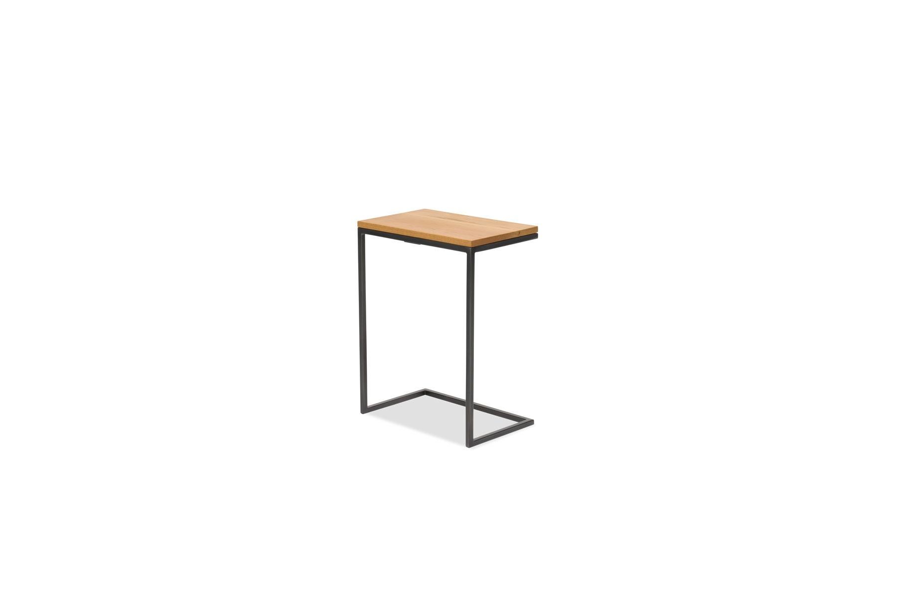 White Oak & Blackened Steel Side Table In New Condition For Sale In Los Angeles, CA