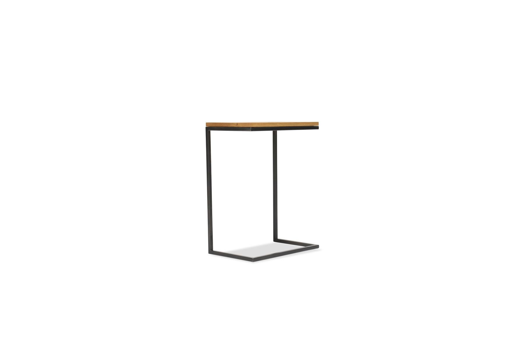 White Oak & Blackened Steel Side Table For Sale 1