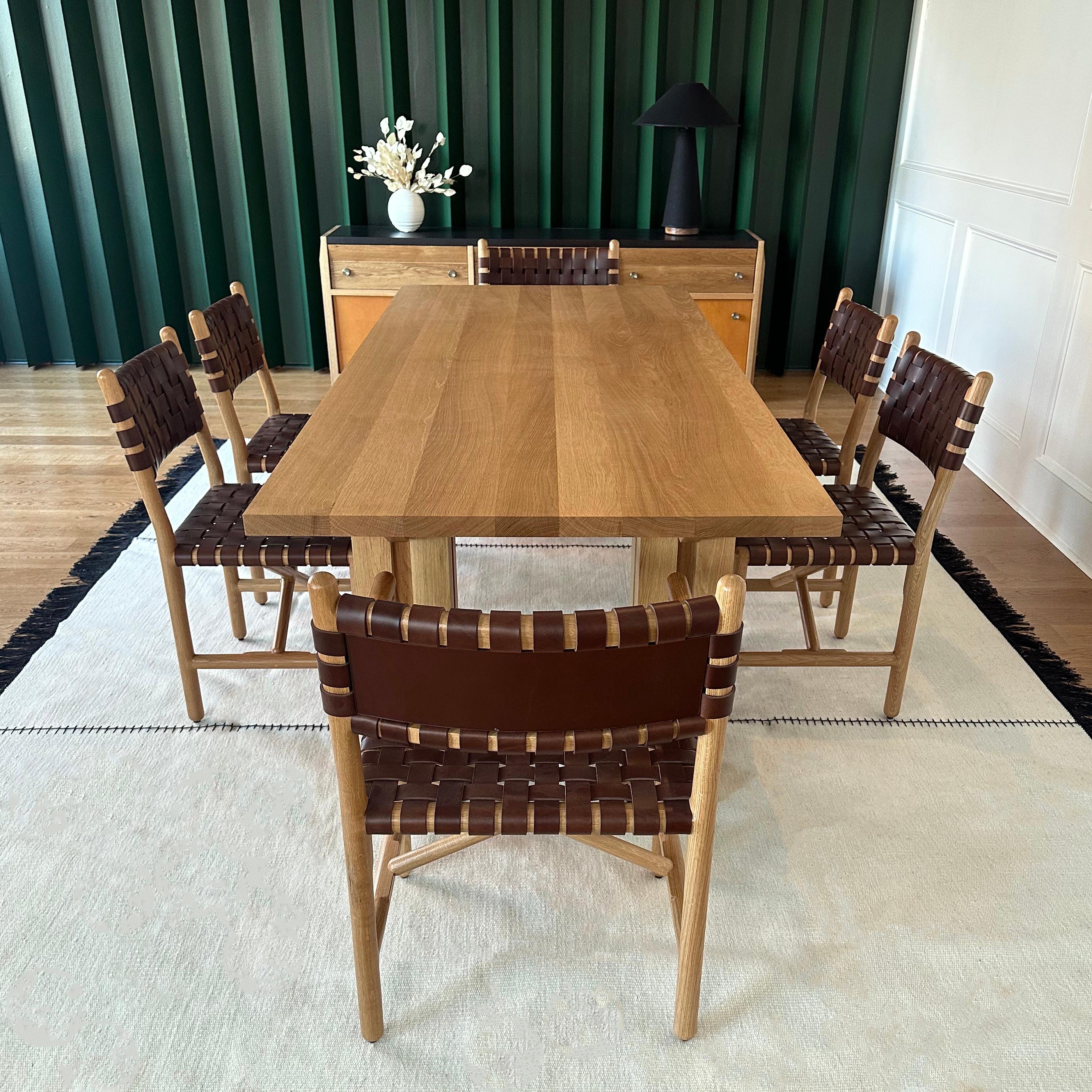 Modern White Oak Bonnie Dining Table with 6 Montgomery Chairs by Crump and Kwash  For Sale