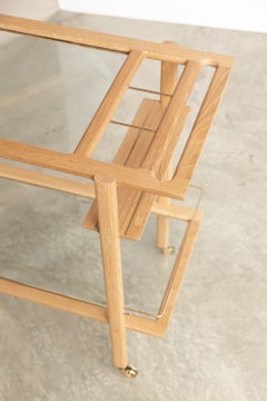 White Oak, Brass and Glass Barcart