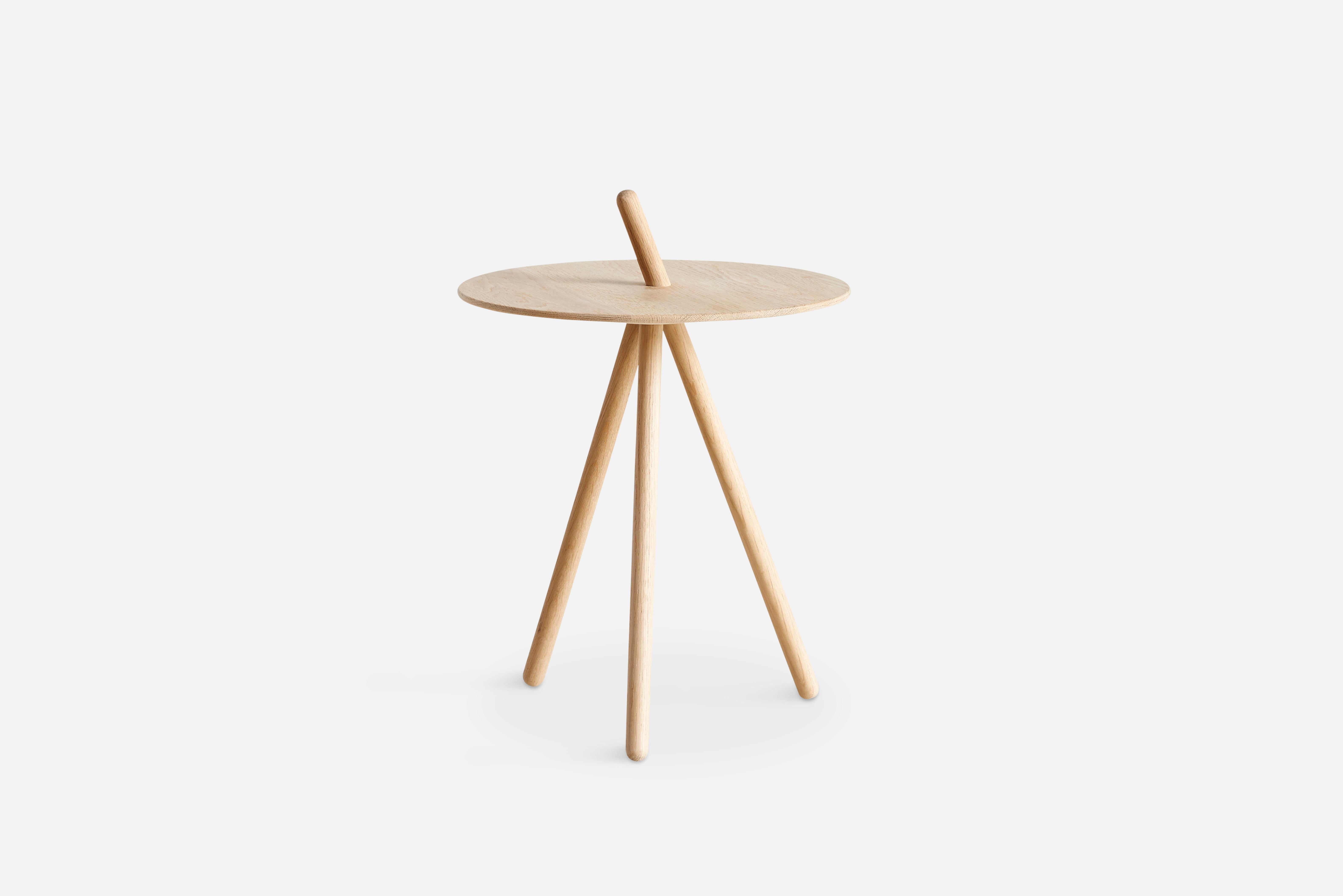 White oak come here side table by Steffen Juul
Materials: Oak
Dimensions: D 41 x W 41 x H 45 cm.

The founders, Mia and Torben Koed, decided to put their 30 years of experience into a new project. It was time for a change and a new challenge.