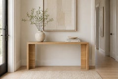 Weißer Eichen-Konsolentisch, Minimalistischer Massivholz-Sofatisch