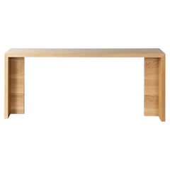 Table console en Oak blanc, table de canapé minimaliste en bois massif