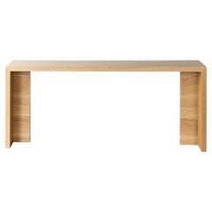 Table console en Oak blanc, table de canapé minimaliste en bois massif