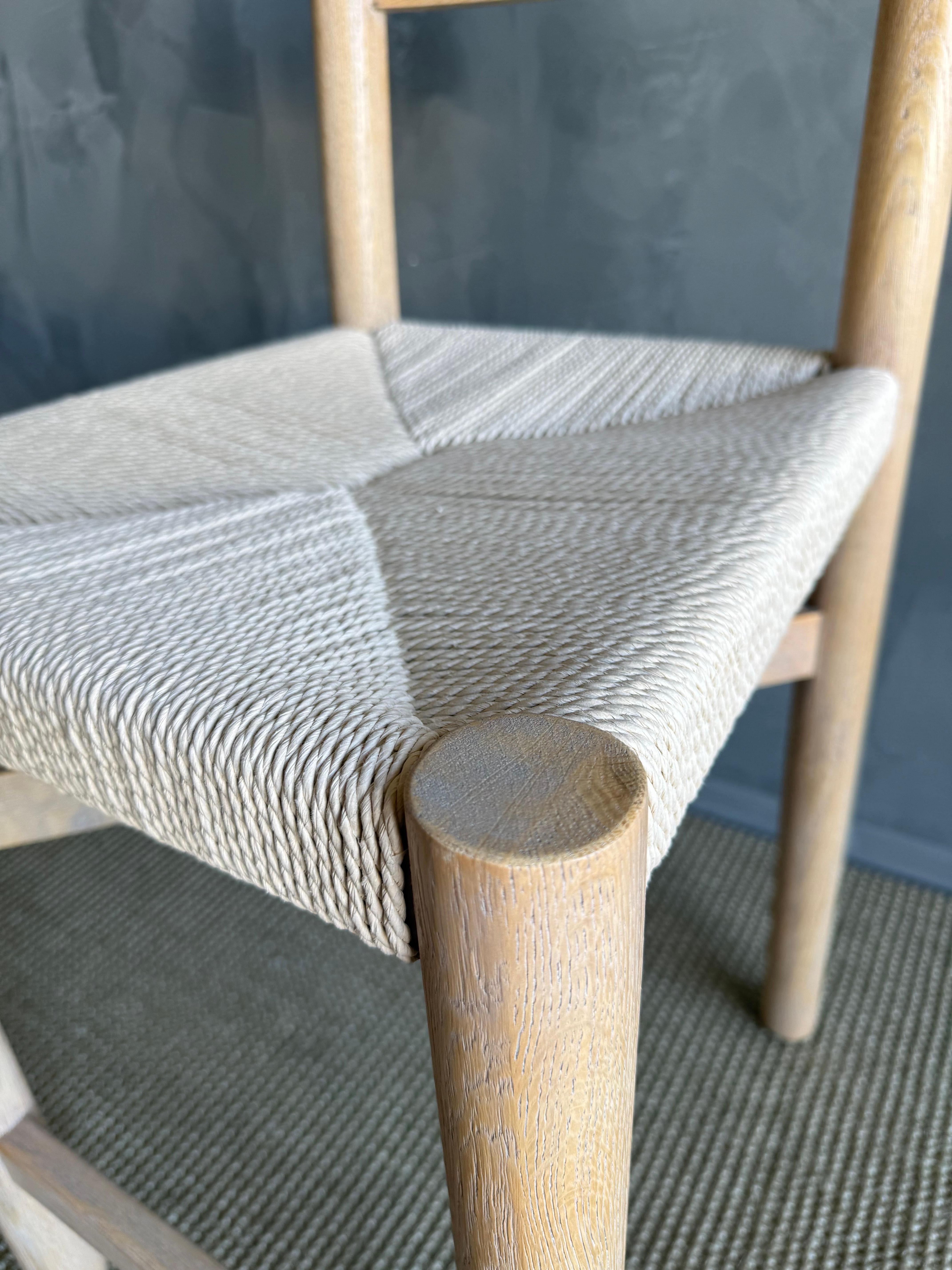 XXIe siècle et contemporain Tabouret de comptoir en chêne blanc avec assise tissée et coussin de siège 100 % ourlé en vente