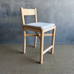 White Oak Counter Stool with Woven Seat and 100% Hemp Seat Cushion