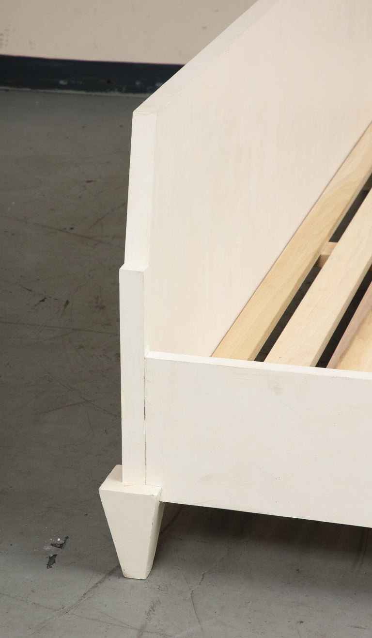 White Oak Custom King Bed Frame with Hand Done Plaster Finish For Sale