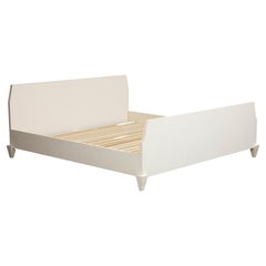 Used White Oak Custom King Bed Frame with Hand Done Plaster Finish