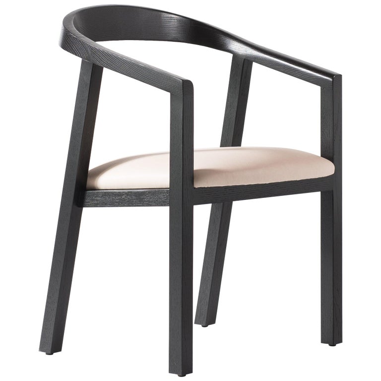Blackened White Oak Dining Chair with Leather Seat / Dining Chair GH1 For Sale
