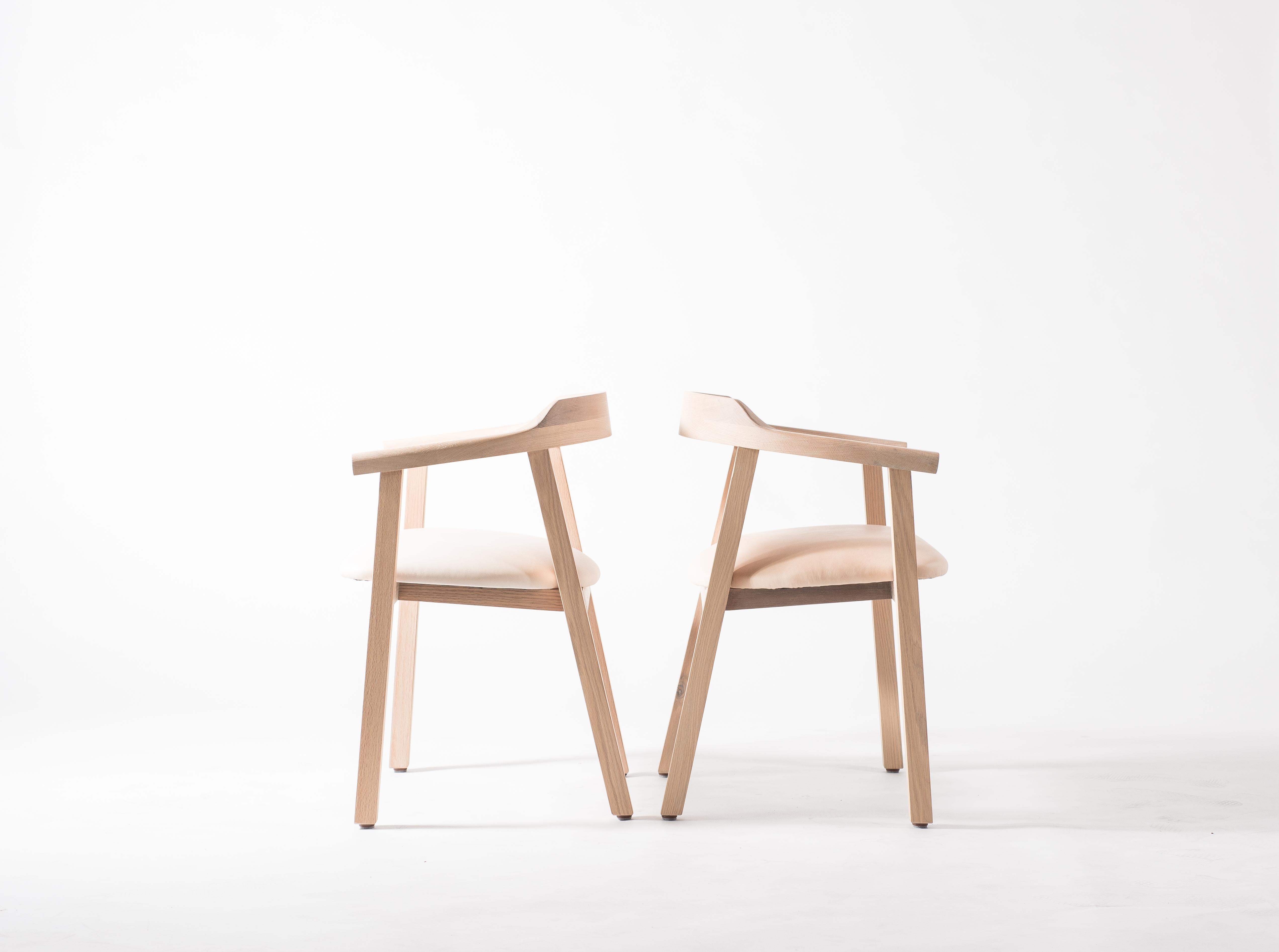 Modern White Oak Dining Chair with Leather Seat or Dining Chair GH2 For Sale