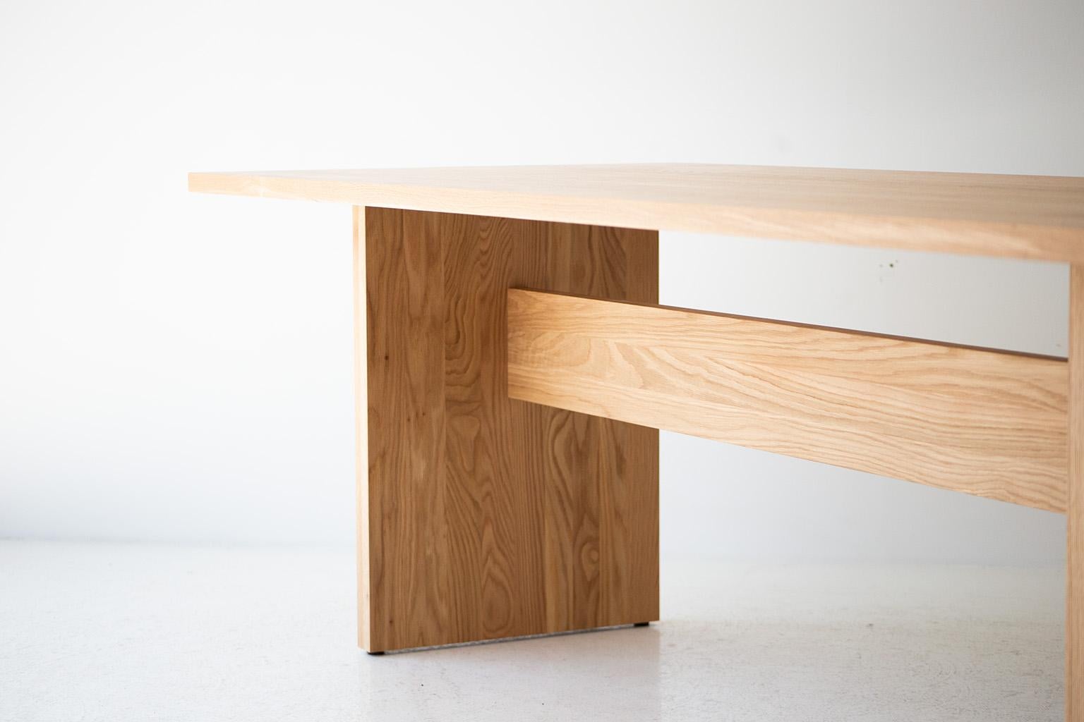 This White Oak dining table - The Toko is made in the heart of Ohio with locally sourced wood. We use the table both as a dining table or desk. Each table is hand-made with solid white oak and finished with a beautiful commercial-grade finish. We