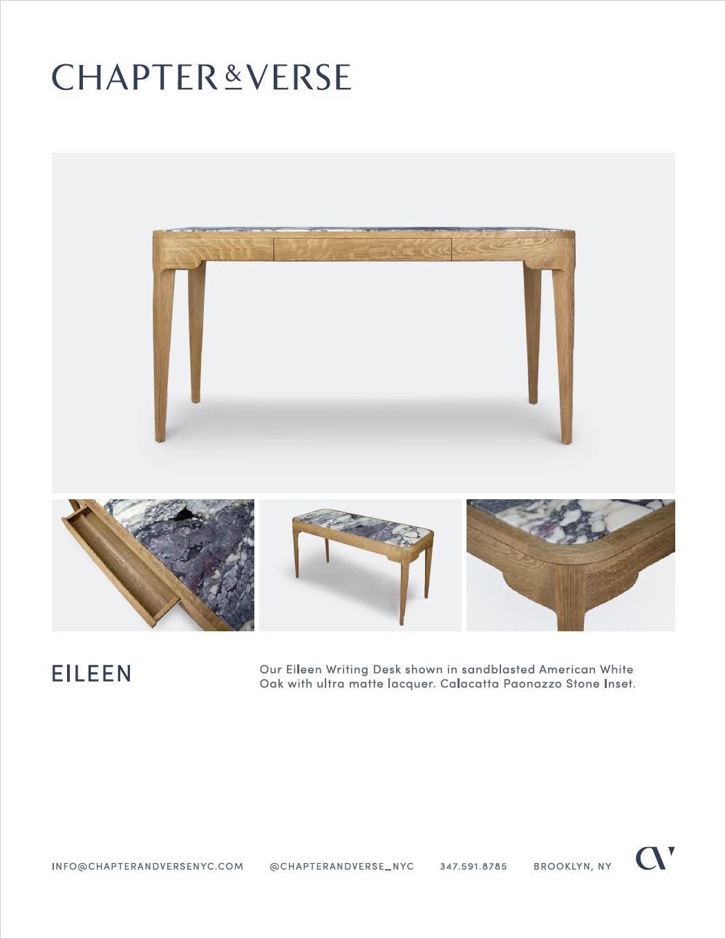 Eileen-Schreibtisch aus weißer Eiche mit Steineinlage von Chapter & Verse (21. Jahrhundert und zeitgenössisch) im Angebot