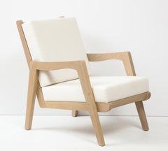 White Oak French 1950s Style Lounge Chair Made to Order, COM
