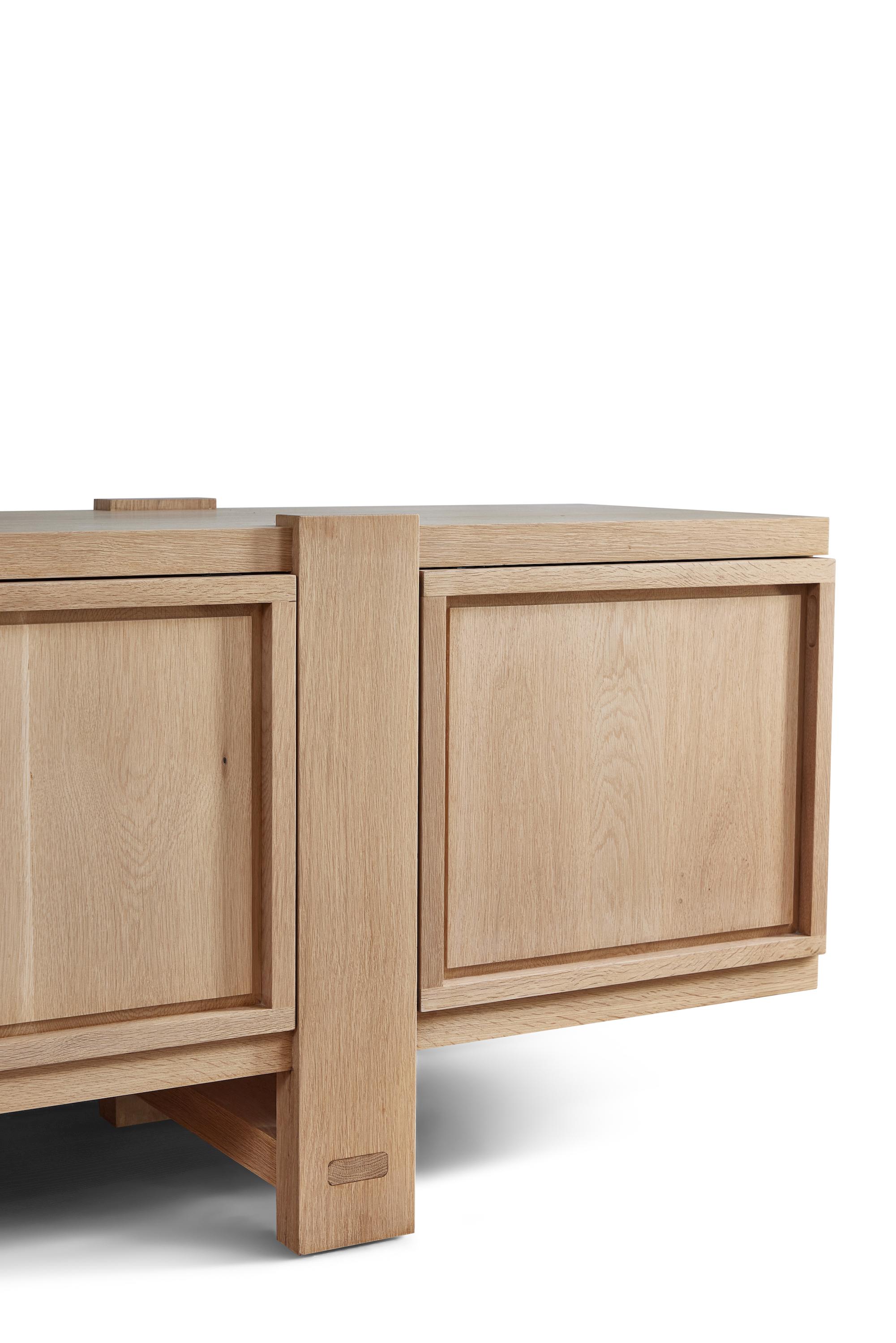 Lake Credenza in White Oak, with Interior Drawers, by August Abode For Sale 1
