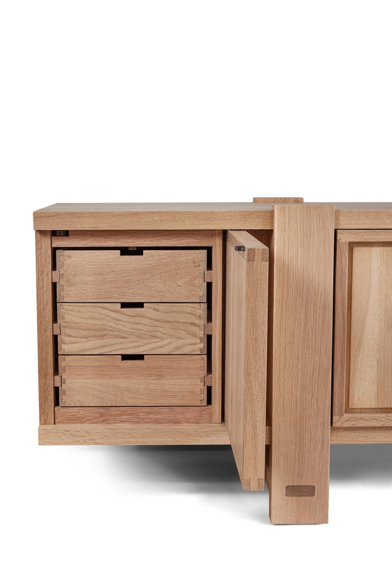Lake Credenza in White Oak, with Interior Drawers, by August Abode For