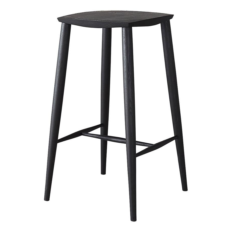 Black Minimalist Bar Stool in Solid Ash by Coolican & Company