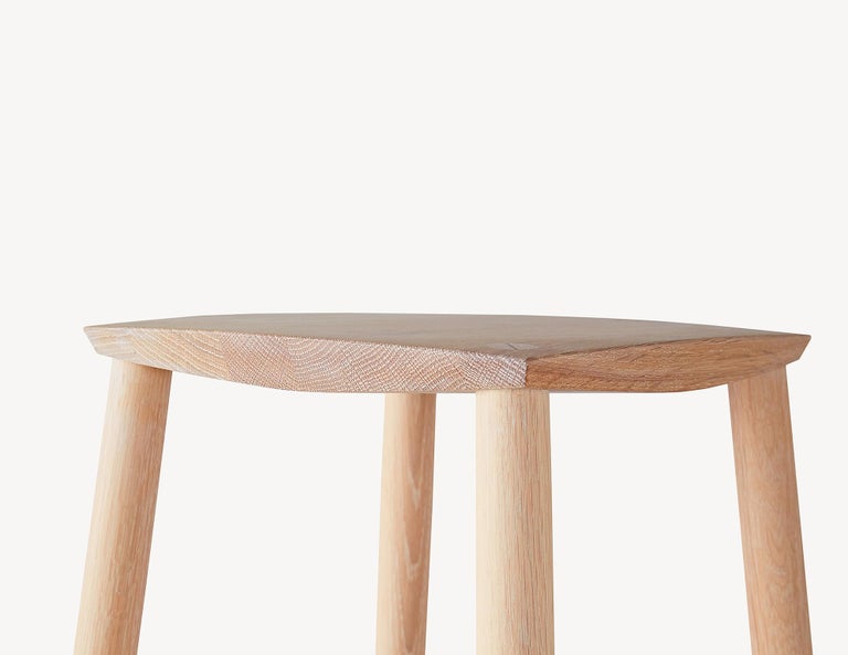 Scandinavian Modern Minimalist Counter Stool in Solid White Oak by Coolican & Company For Sale