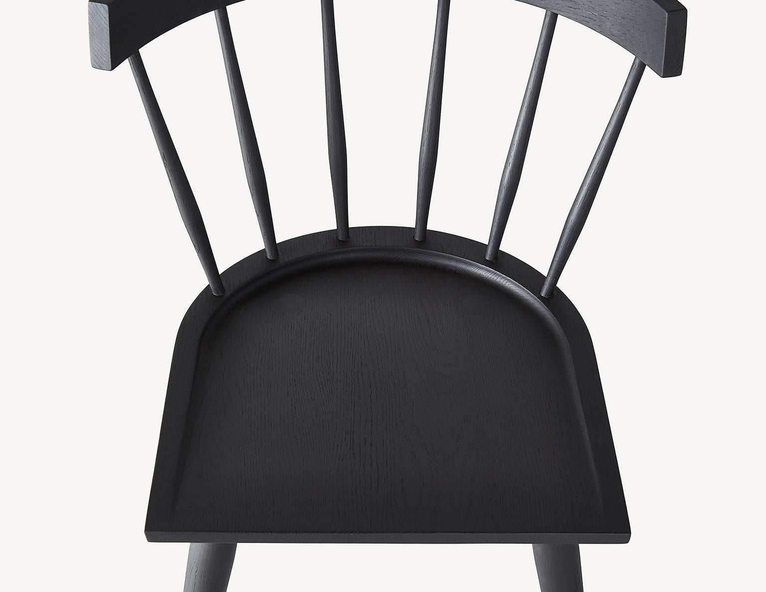 Modern Minimalist Black Dining Chair in Solid Ash by Coolican & Company For Sale