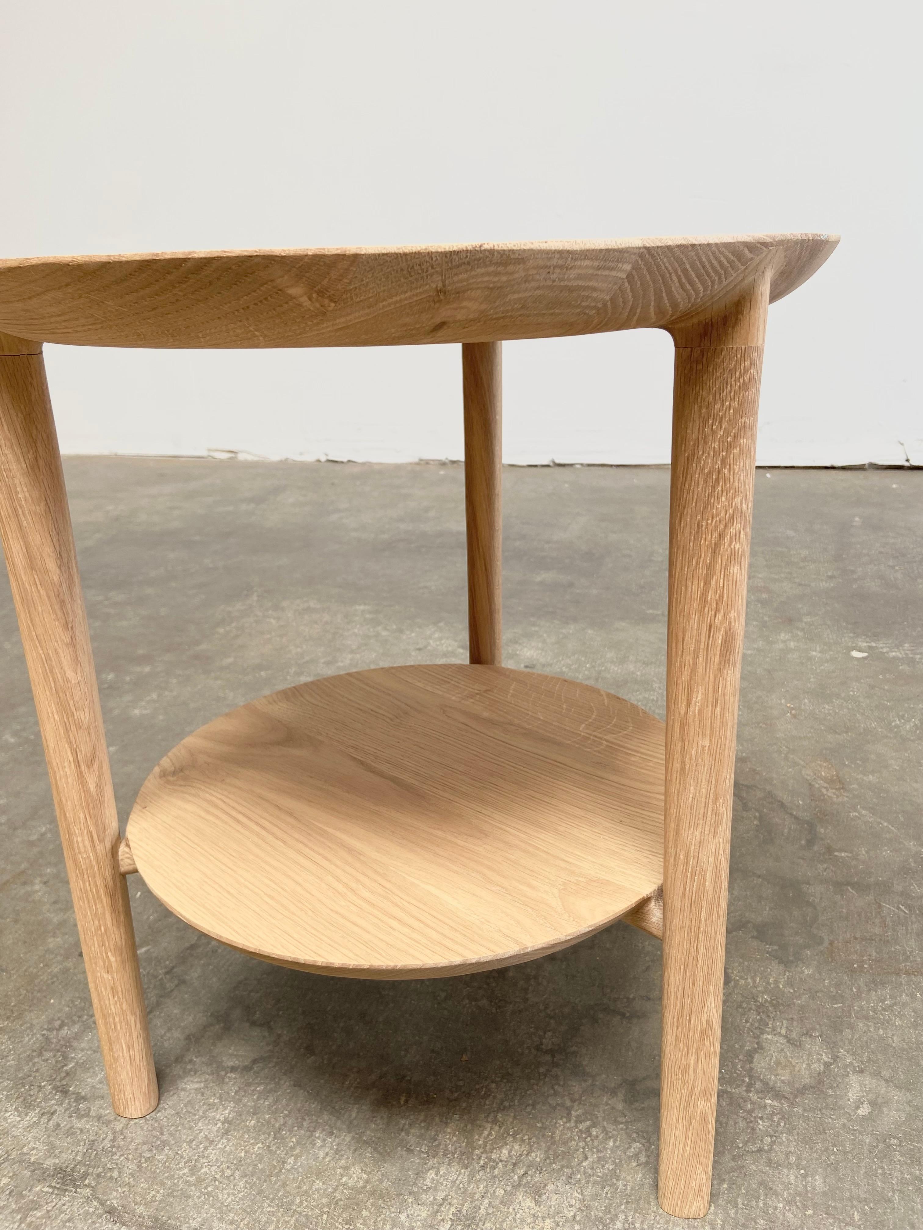 round white oak side table