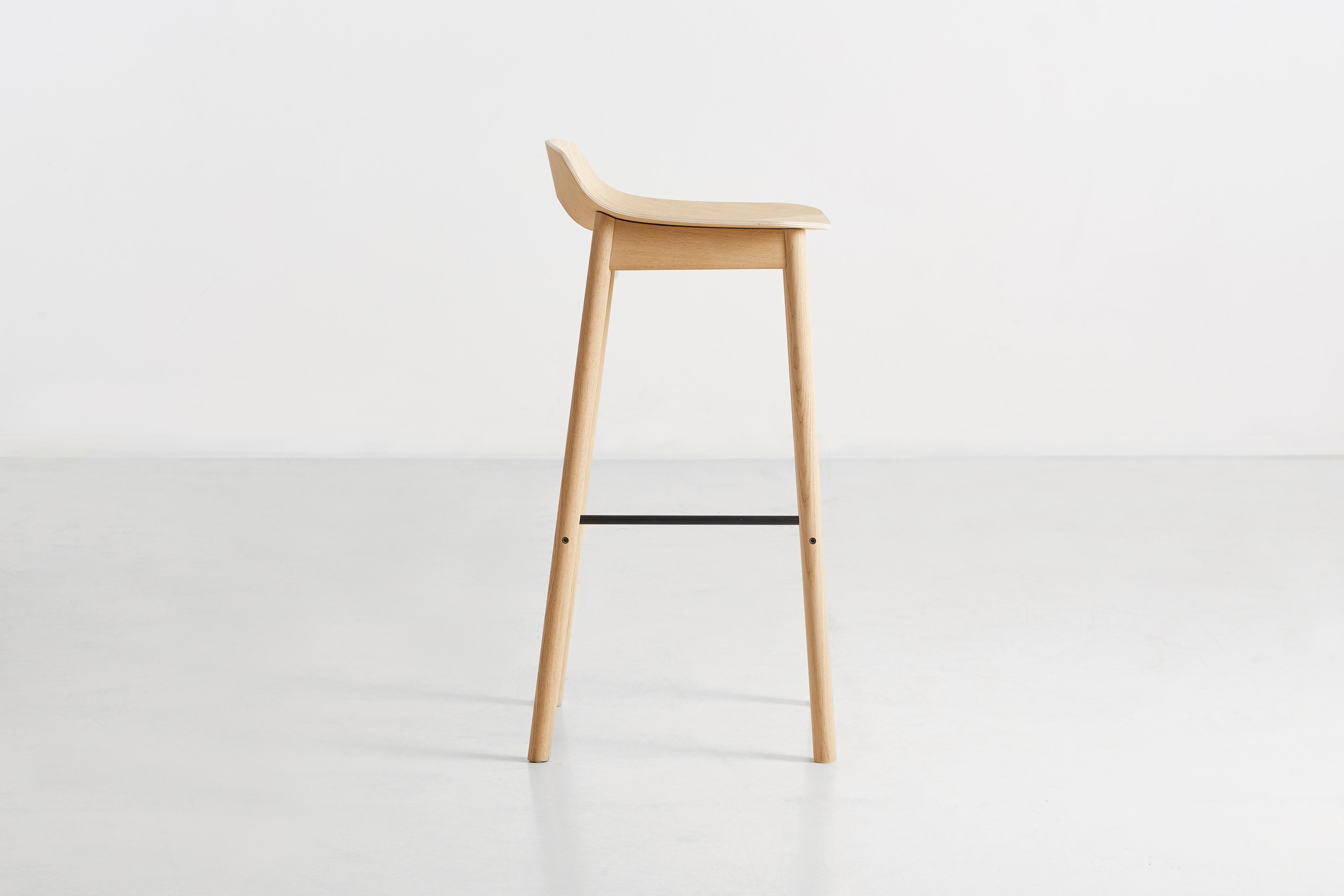 Post-Modern White Oak Mono Bar Stool by Kasper Nyman For Sale