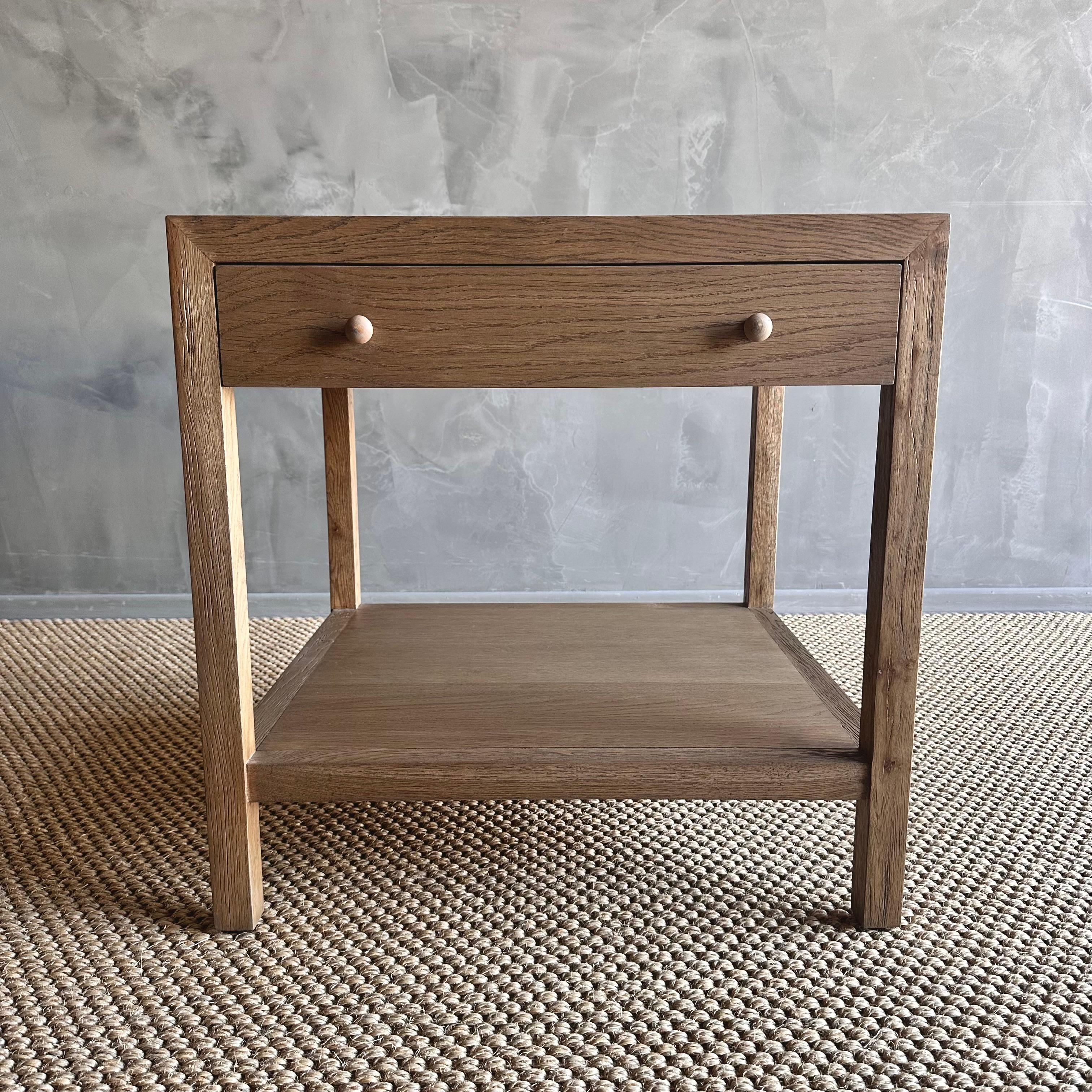 Organic Modern White Oak Nightstand with Single Soft Close Drawer For Sale