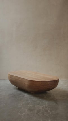 White Oak Oval Coffee Table, Fishes Series 14 by Joel Escalona