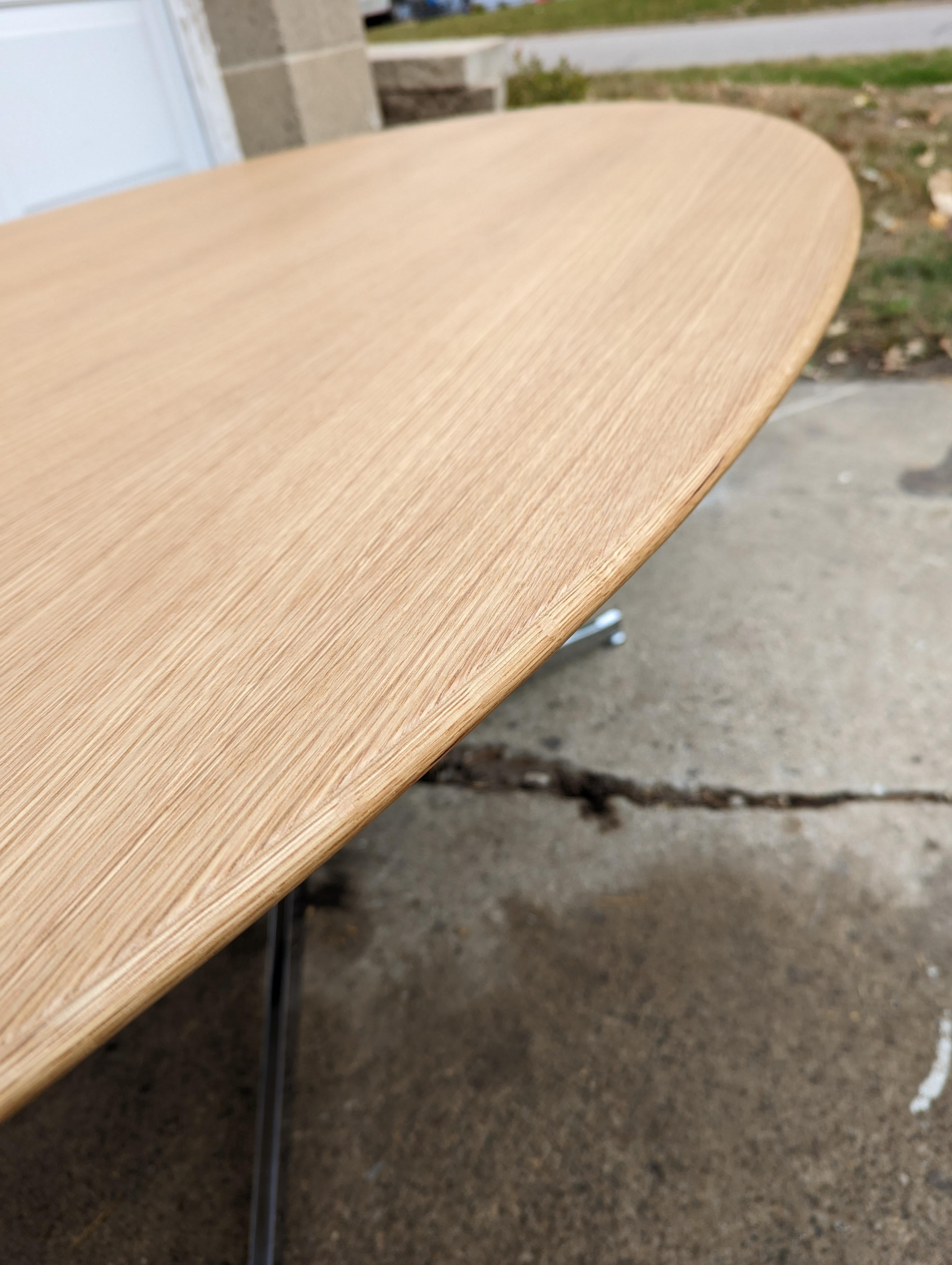 American White Oak Oval Table in the Style of Florence Knoll