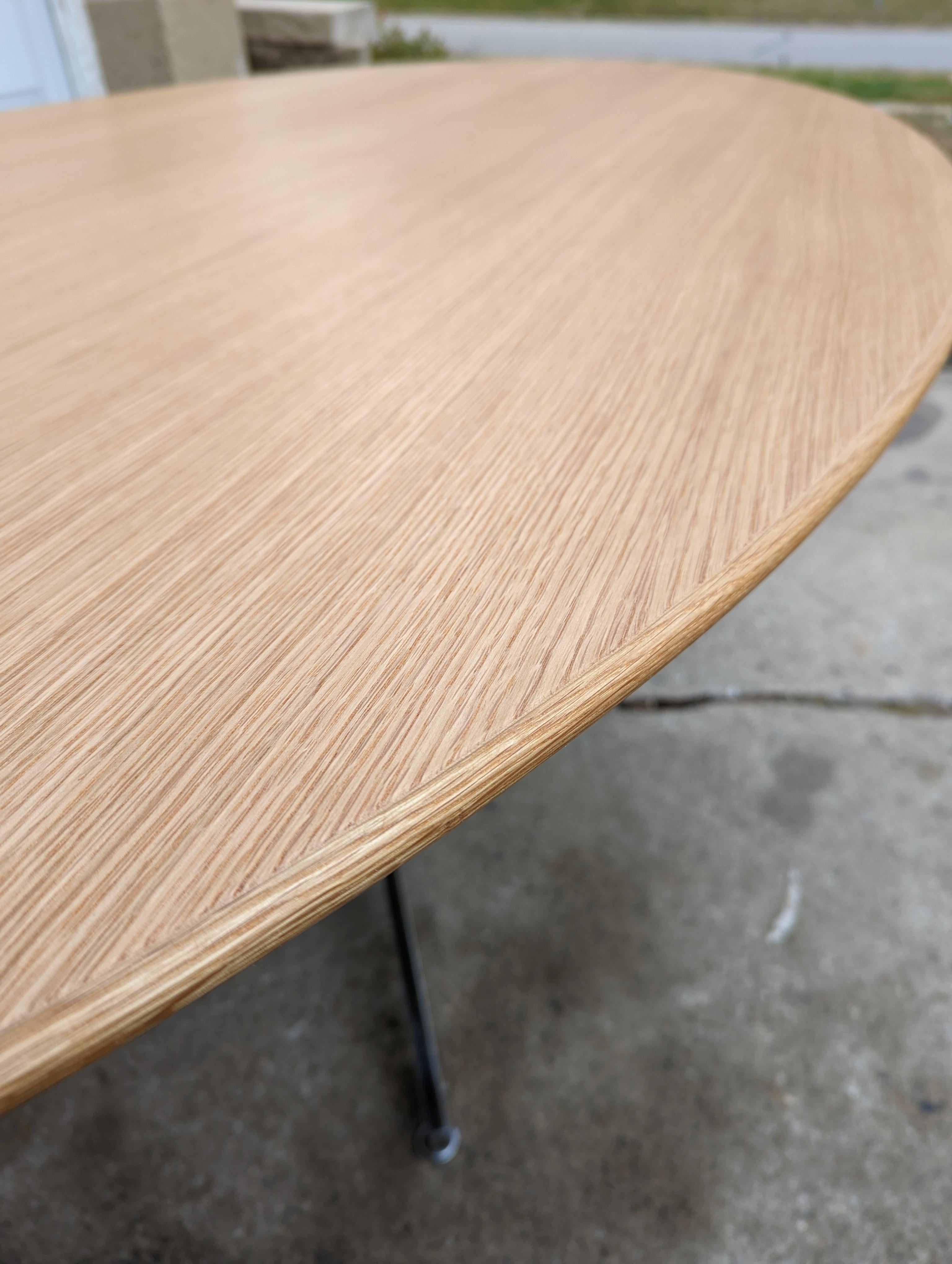 American White Oak Oval Table in the Style of Florence Knoll