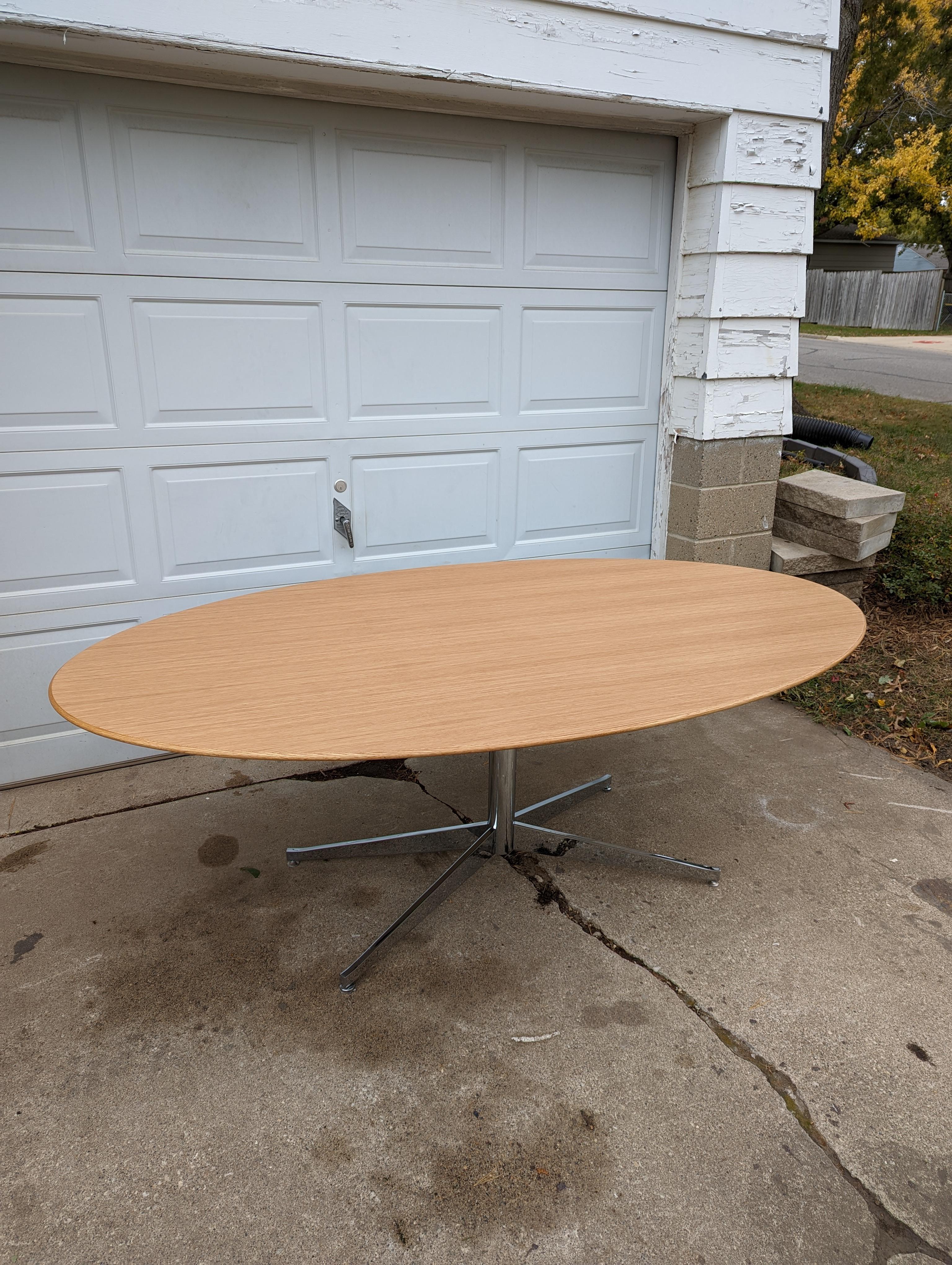 White Oak Oval Table in the Style of Florence Knoll 2