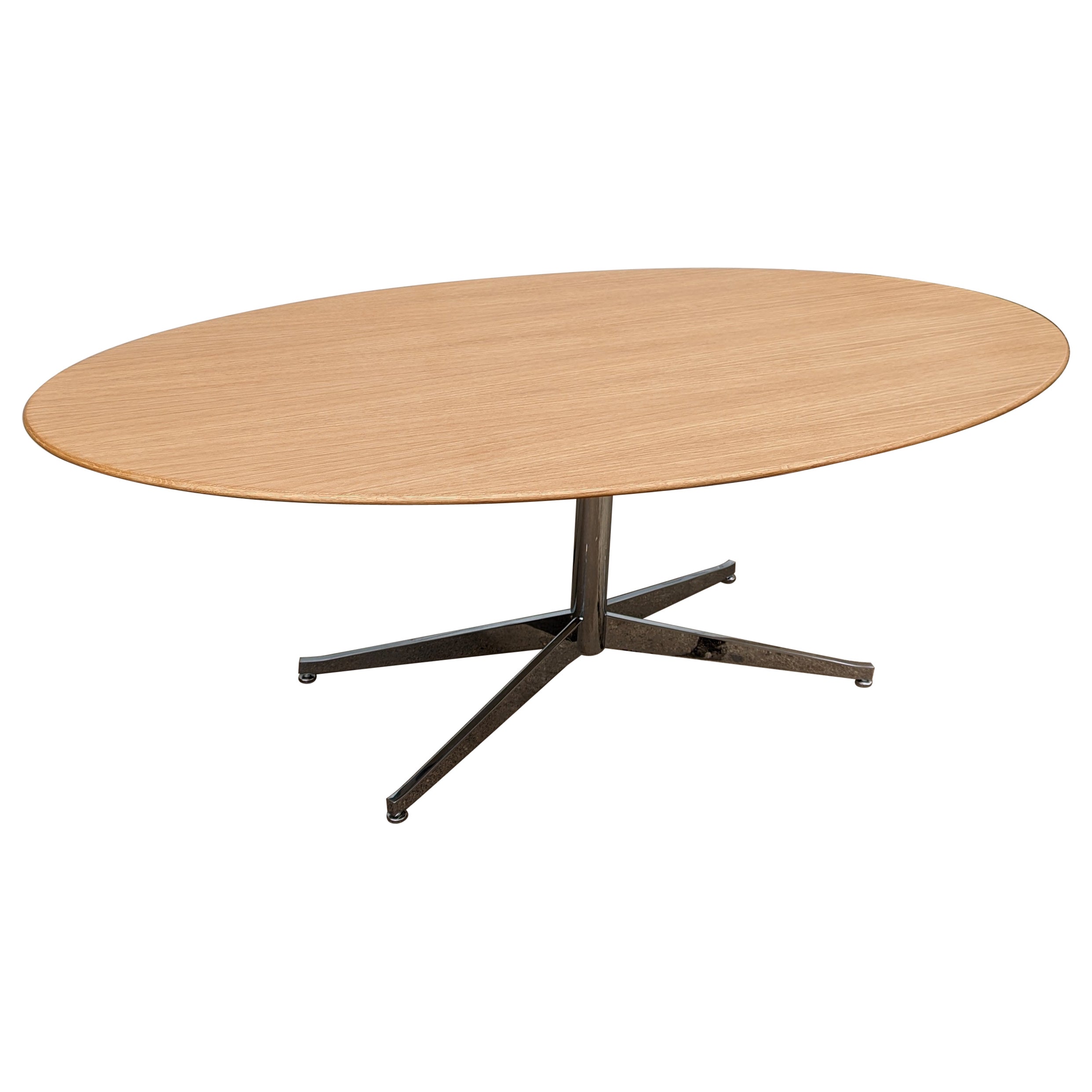 White Oak Oval Table in the Style of Florence Knoll