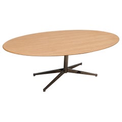 White Oak Oval Table in the Style of Florence Knoll