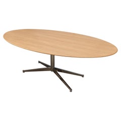 White Oak Oval Table in the Style of Florence Knoll