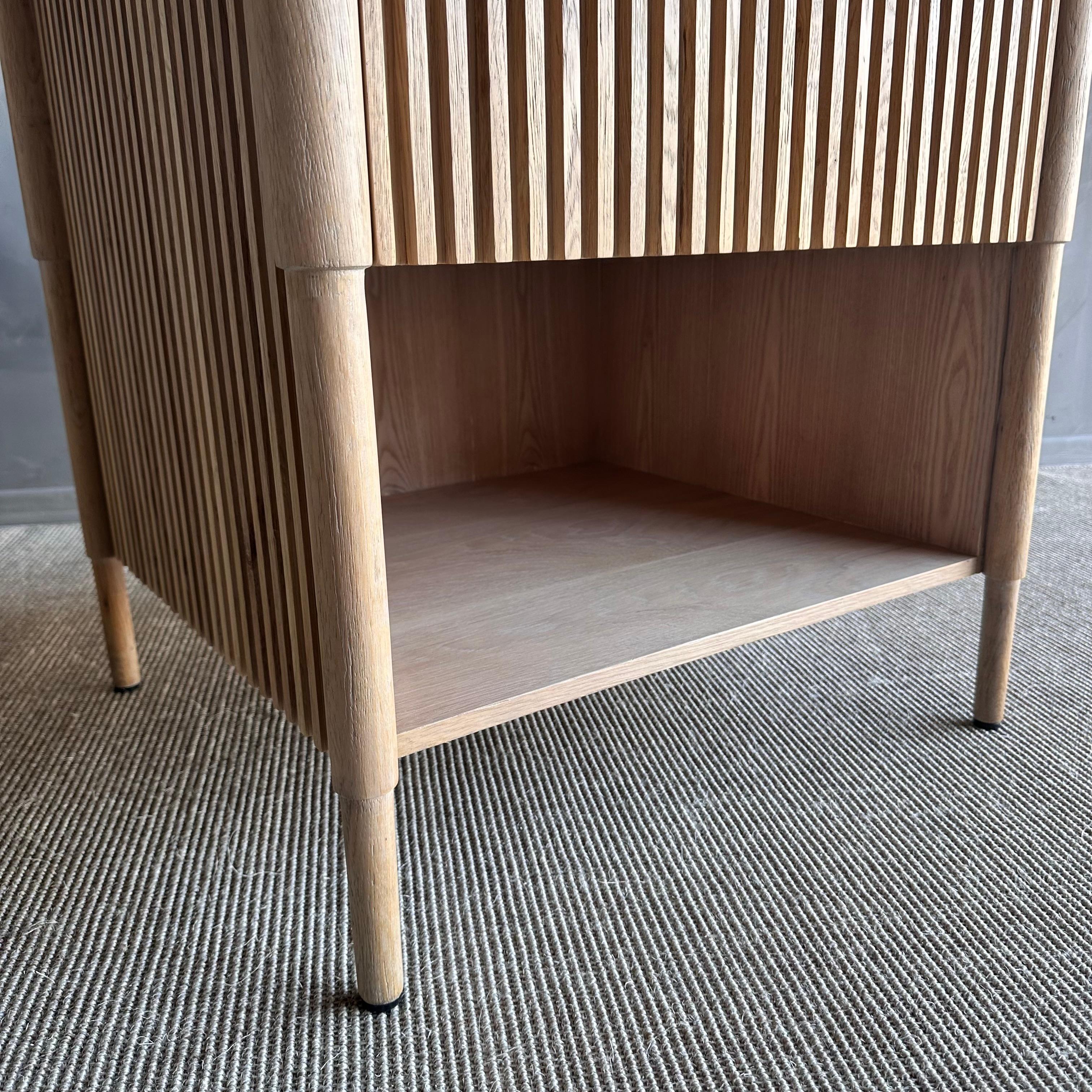 White Oak Reeded Nightstand with Drawer For Sale 4