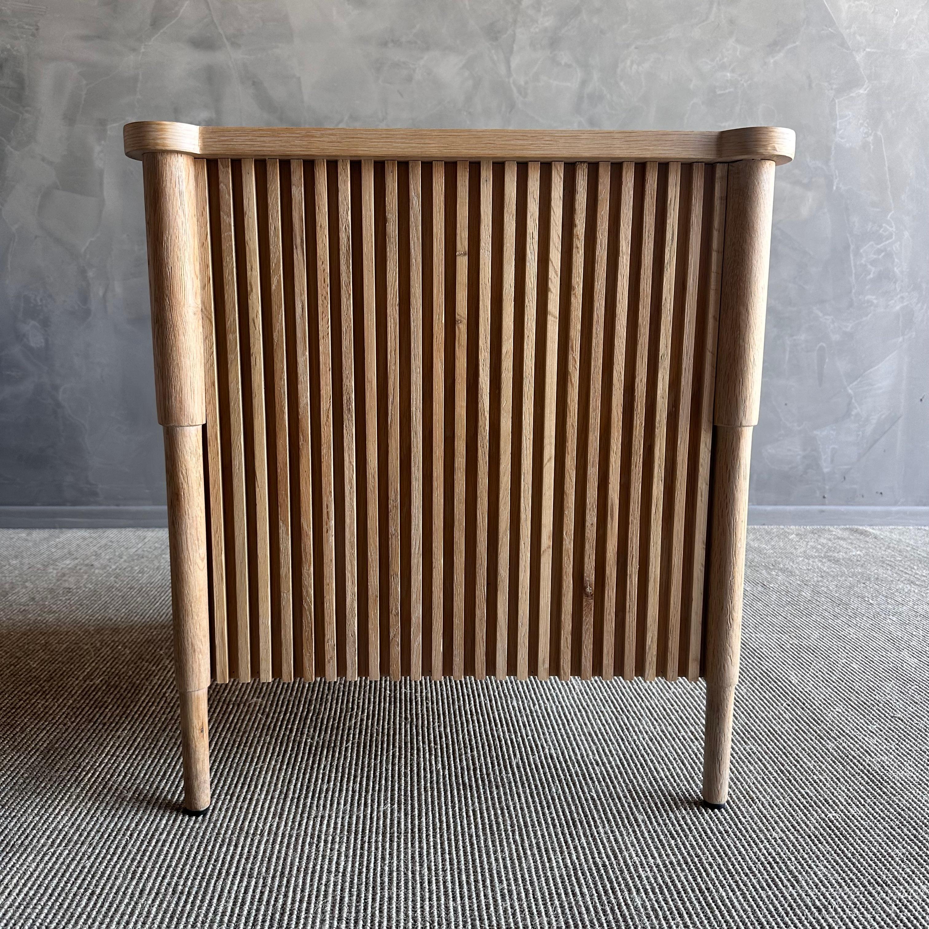 White Oak Reeded Nightstand with Drawer For Sale 1
