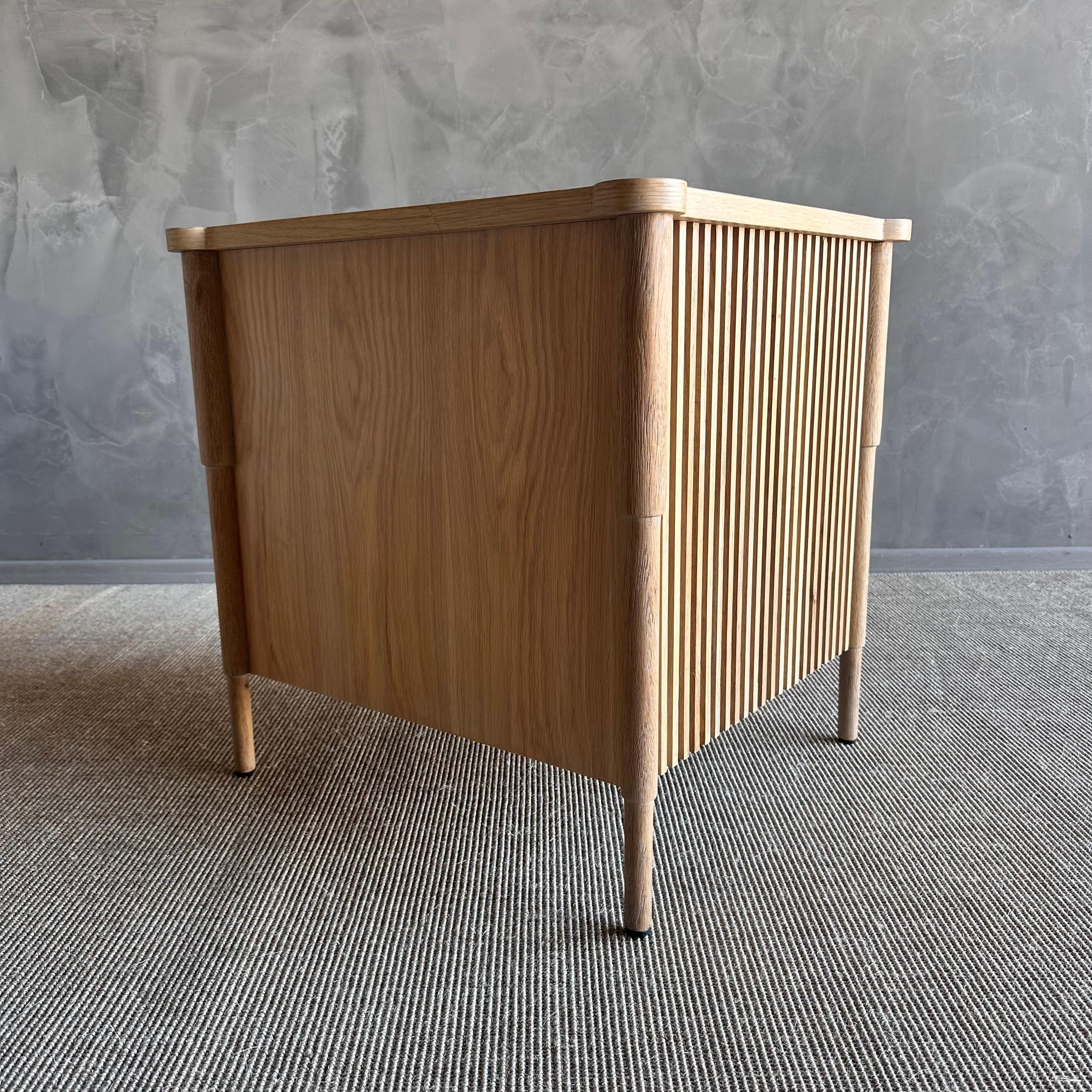 White Oak Reeded Nightstand with Drawer For Sale 2