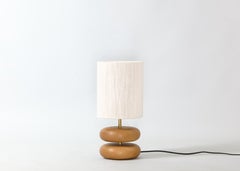 White Oak River Rock Table Lamp, Hand Turned Reclaimed Wood, MCM