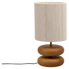 Lámpara de sobremesa de roble blanco River Rock, madera recuperada torneada a mano, MCM