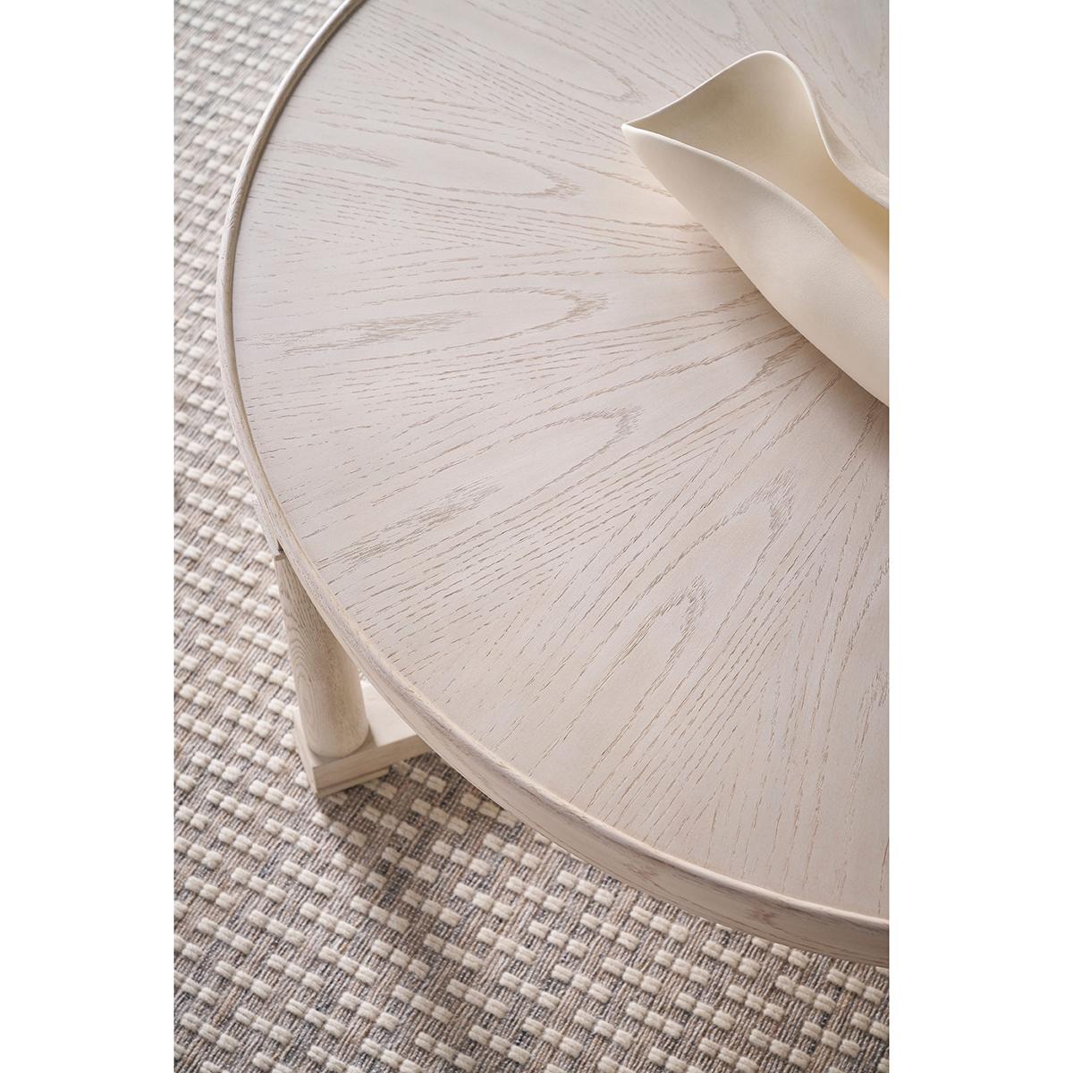 White Oak Round Coffee Table For Sale 1