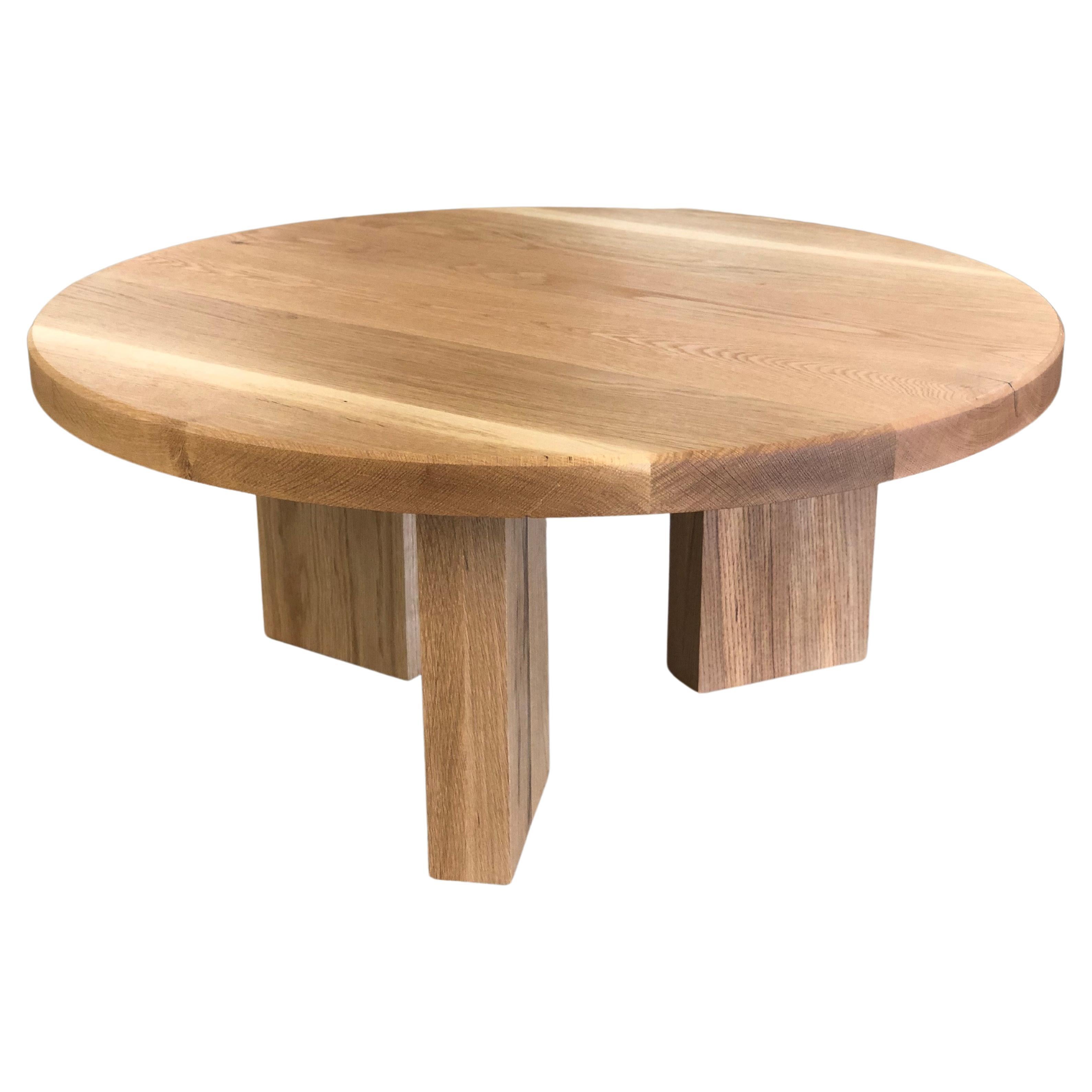 White Oak Round Coffee Table For Sale